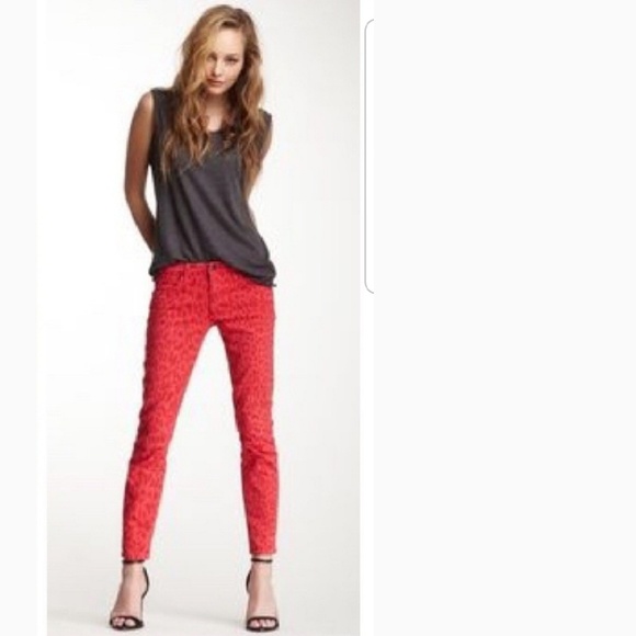 Joe's Jeans Denim - Joe's red animal print skinny ankle jeans